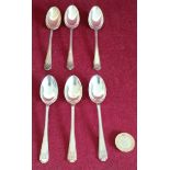 SET OF SIX HALLMARKED SILVER TEASPOONS WITH GOLF CLUB MARKINGS, SHEFFIELD ASSAY BY WALKER & HALL