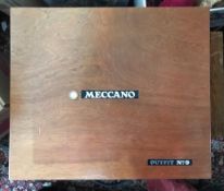 MECCANO OUTFIT No9 IN WOODEN CASE PLUS BOOKLETS, THREE TRAYS