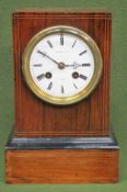 Edwardian Rosewood inlaid cased mantle clock by Bright and Sons, Paris with Enamelled dial.