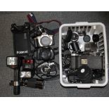 A quantity of photographic equipment.