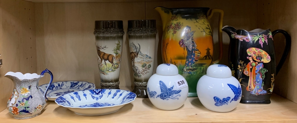 A group of mixed Delft china and other items.