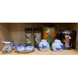 A group of mixed Delft china and other items.