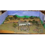 An elaborate miniature warfare diorama, 93 x 83 x 25cm.