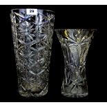 Two large cut crystal vases, tallest H. 35cm.