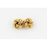 A pair of 9ct yellow gold knot earrings, Dia. 1.5cm.