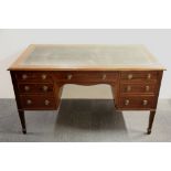 A Victorian mahogany desk with an inset green leather top, 76 x 74 x 136cm.