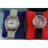 A Krug Bauman diamond set ladies watch and a ladies Emporio Amarni watch