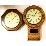 Two 19th Century wall clocks, octagonal 41cm. Inlaid 68cm.
