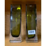 A pair of 1970's Krosino glass vases, H. 21cm.