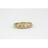 A 9ct yellow gold diamond set ring, approx. 2gr, (T.5).