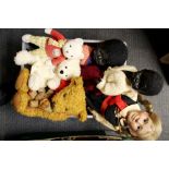 A box of mixed dolls and bears including steiff.