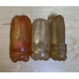 Three Chinese carved rock crystal cicada amulets, L. 6cm.