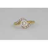 A 9ct yellow gold stone set cluster ring, approx. 1.7gr, (N.5).