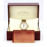 A ladies boxed Rotary gold plated wristwatch.