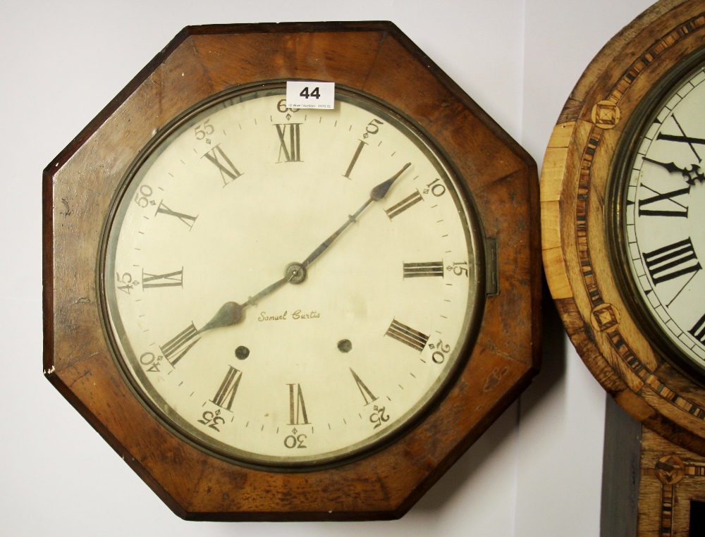 Two 19th Century wall clocks, octagonal 41cm. Inlaid 68cm. - Image 2 of 3