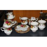 Eight Royal Albert Old Country Roses coffee cups and saucers.