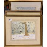 Three framed watercolours by Simon Arkwright. Largest frame size 50 x 43cm.