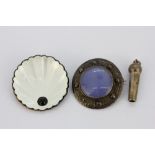 A Norwegian enamelled silver brooch, Dia 4cm. together with a hallmarked silver brooch and a