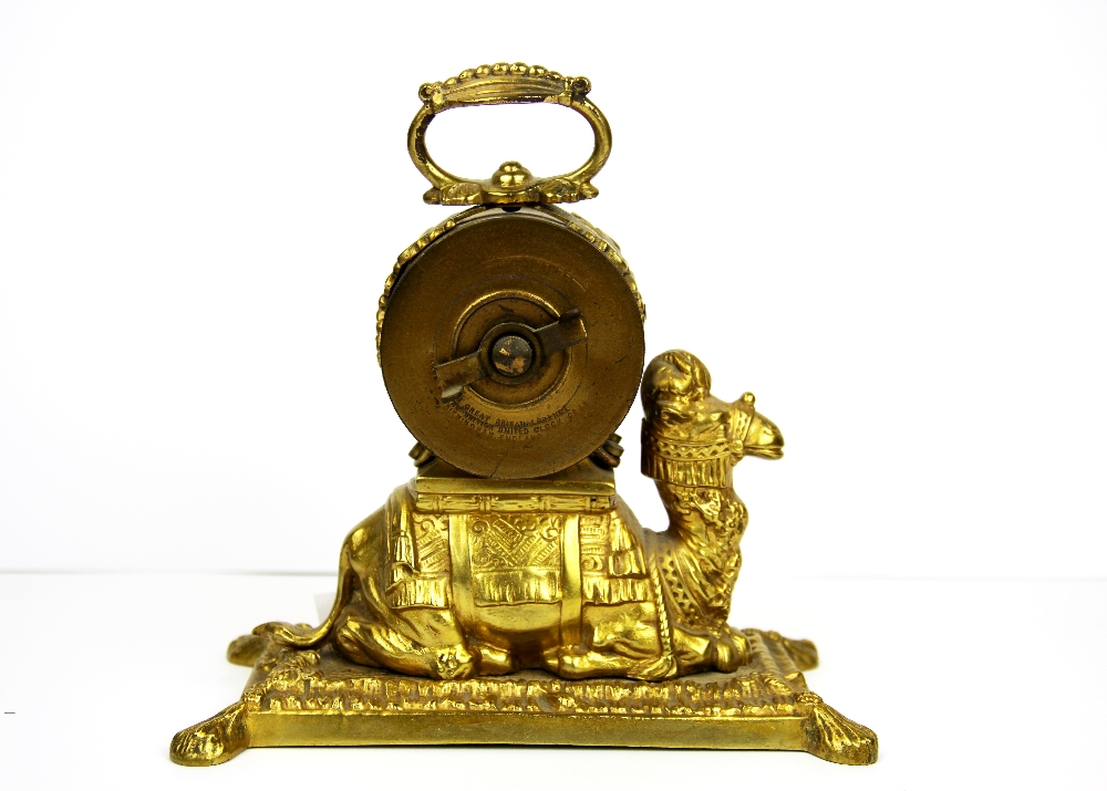 A Victorian gilt brass mantle clock, H. 17cm. - Image 2 of 2