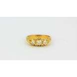 An 18ct yellow gold ring set with brilliant cut diamonds, approx. 0.68ct, (O).