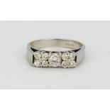 A 950 platinum ring set with brilliant cut diamonds, approx. 0.75ct, (L.5).