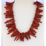 A large branch coral bead necklace, L. 46cm, bead length 4cm.