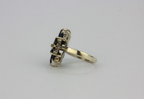 A sterling silver sapphire and diamond set ring, (J). - Image 2 of 2