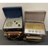 Seven vintage cased portable radios.