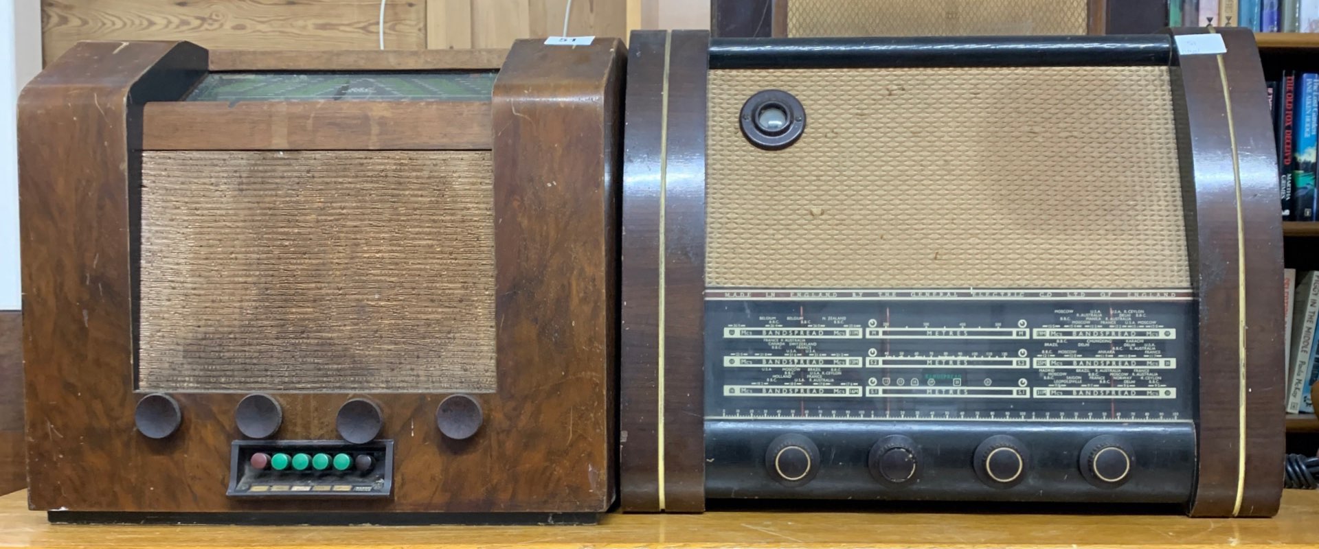 A wooden cased G.E.C radio B.C.3960 together with a further G.E.C wooden cased radio type BC.5543.