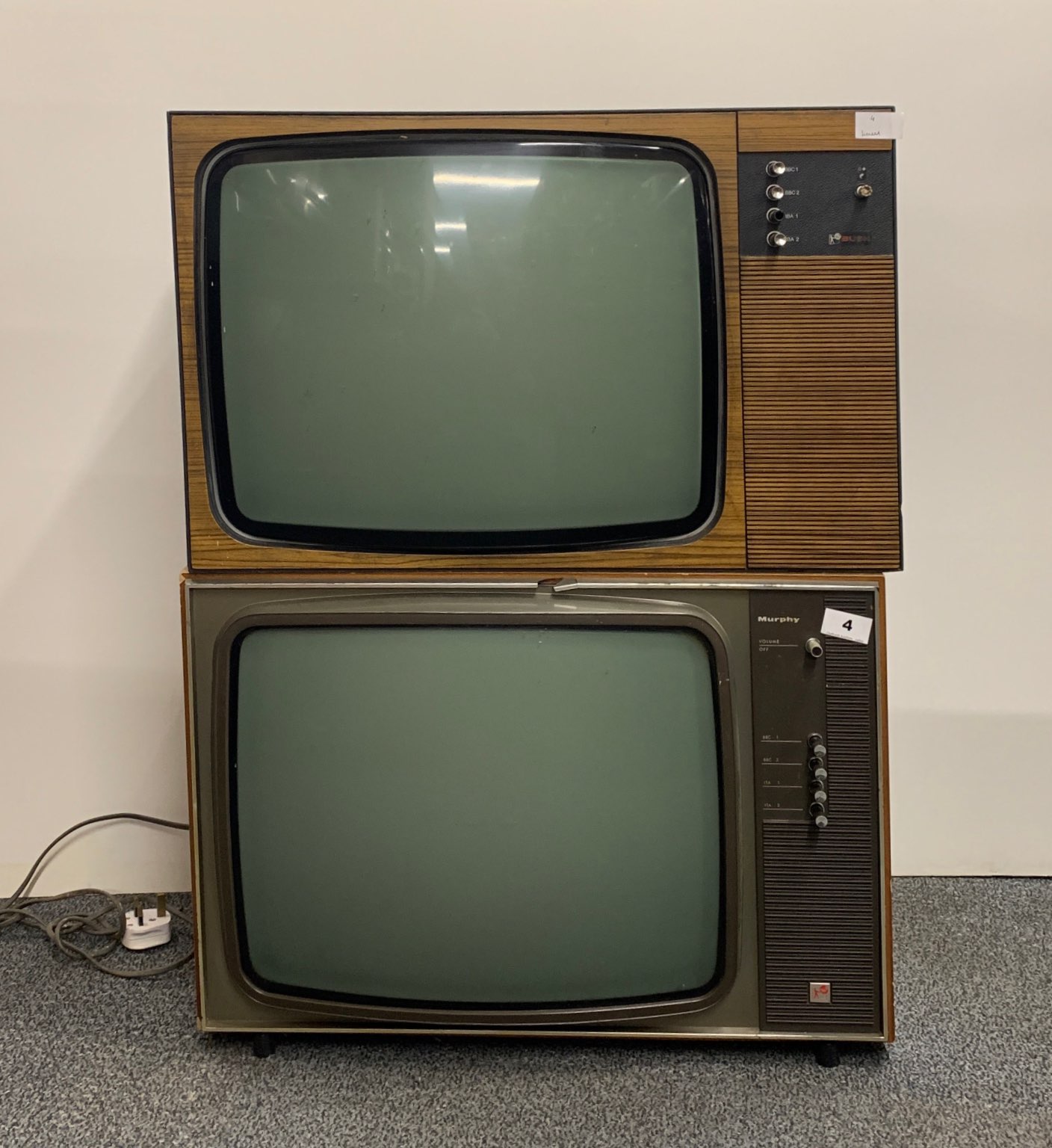 A wooden cased Murphey television receiver type V2023 together with a wooden cased Bush television