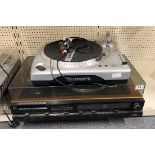 A Hitachi stereo music centre SDT-2690R together with a Newmark professional USB turntable.