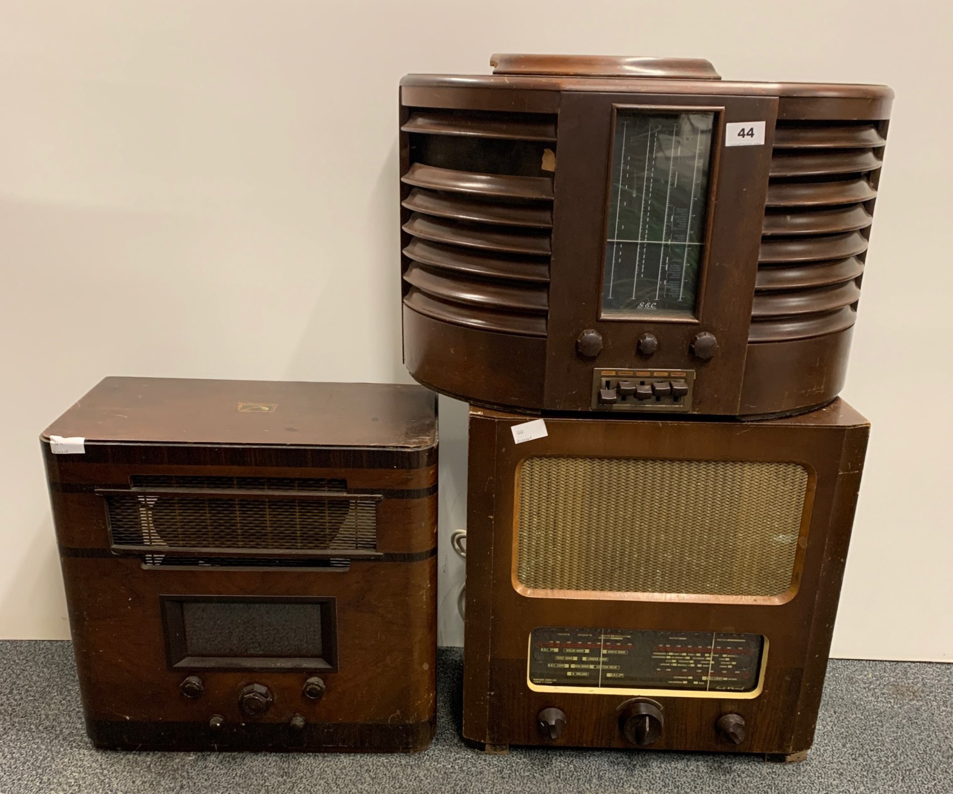 A McMichael wooden cased radio model 151.AC together with a wooden cased His Masters Voice vintage