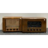 A wooden cased Cambridge PYE England radio together with a Ambassador radio works serial number