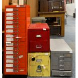 A large cabinet with a further 3 small cabinets full of miscellaneous radio and/or tv items.