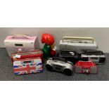 Nine novelty portable radios.