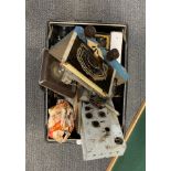 A box of radio and speaker components.