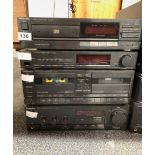 A Technics compact disc player SL-PJ7A, a Technics LW/MW/FM stereo tuner ST-X301L, Technics stereo