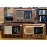 Three wooden cased vintage Cambridge PYE England radios.