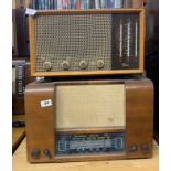 A wooden cased Invictor radio Ltd England together with a wooden cased G Marconi T.42.AY radio.