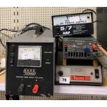 A B.N.O.S Electronics stabilised power supply type 12/258 together with a lambda regulated power