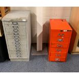 Two filing cabinets with a quantity of miscellaneous radio &/or TV items.