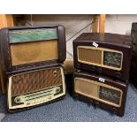 A Philips Bakelite 581A/15 radio together with a Ferguson Bakelite 384U radio also with two Cossor