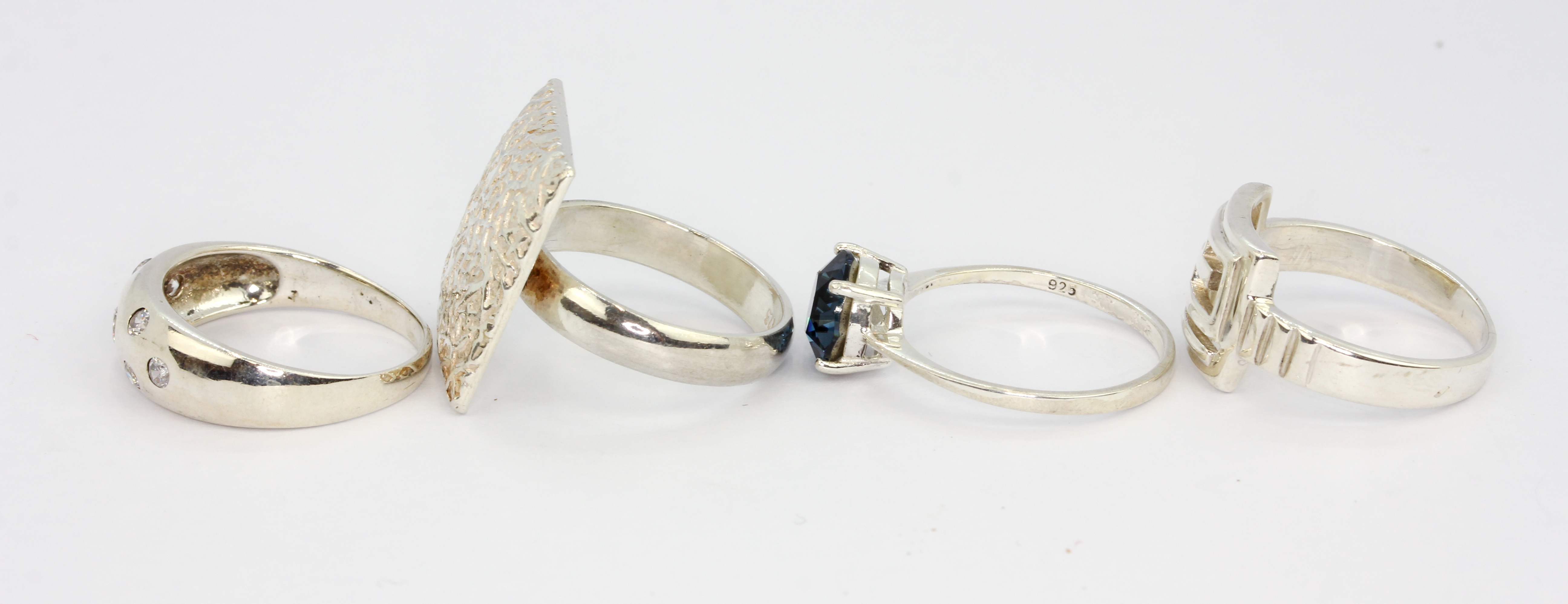 Four 925 silver stone set rings. - Image 2 of 2