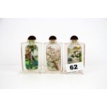 Three 1960's/70's Chinese inside painted bottles, H. 8cm.