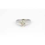 An 18ct white gold (stamped 750) solitaire ring set with a brilliant cut centre diamond, approx. 1.