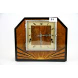 An Art Deco inlaid walnut veneered chiming mantel clock H. 22cm.