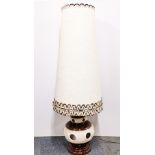 A 1960's ceramic floor lamp and original shade, H. 113cm.