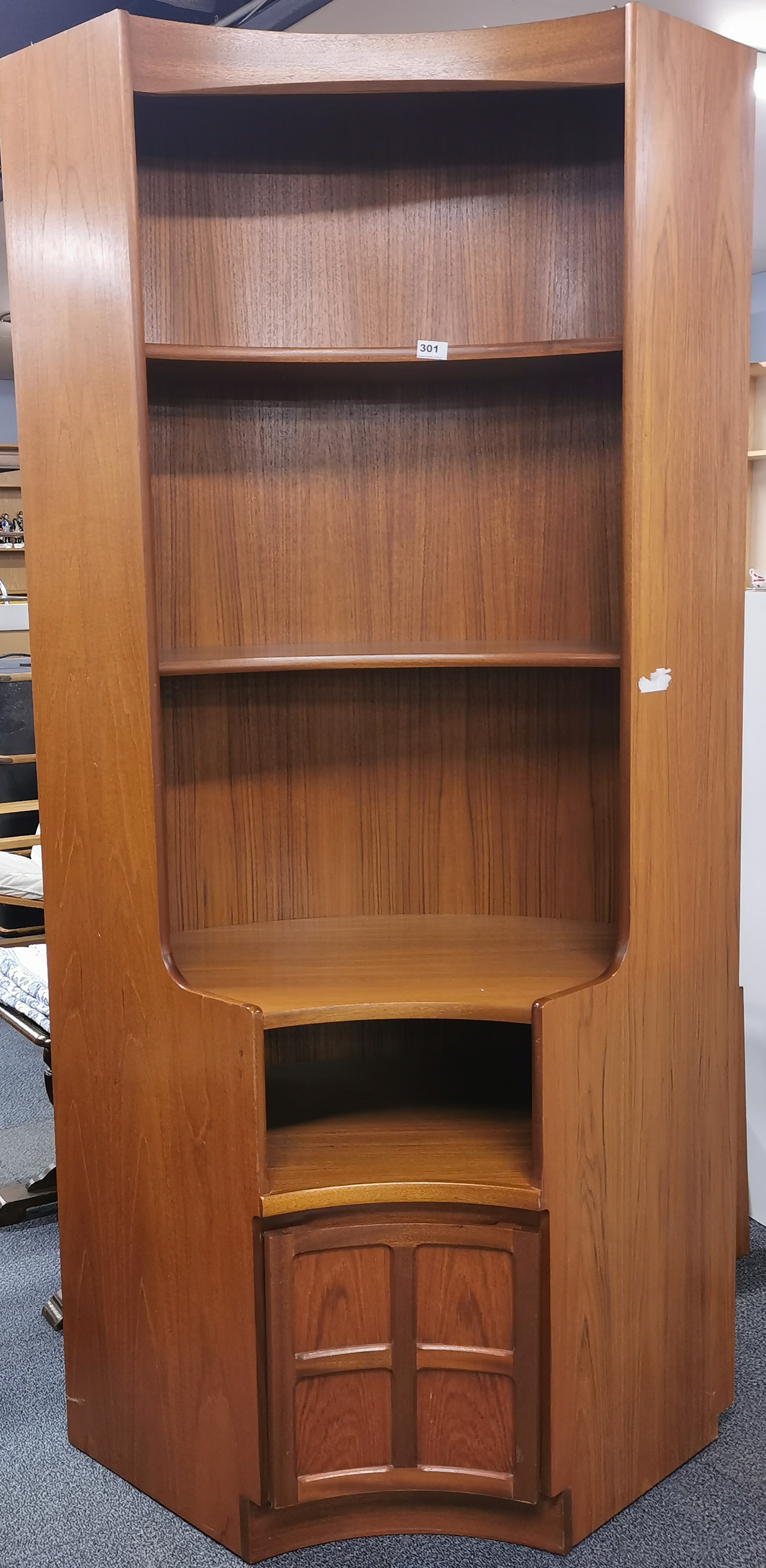 A vintage Nathan teak corner cabinet, H. 193cm.