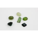 A quantity of unmounted green and blue tourmalines, approx. 23.57.