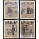 Four 1920's framed French fashion magazine covers, frame size 33cm x 41cm.
